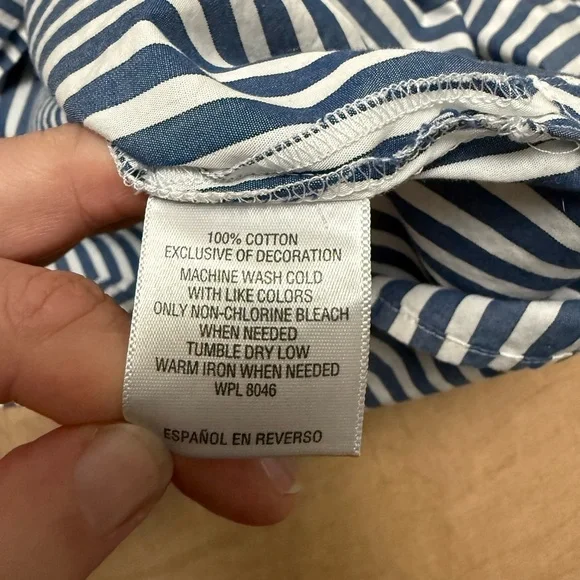 Charter Club relaxed fit navy Striped Button-Up Shirt with Embroidery - Picture 6 of 7